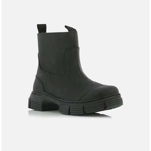 Ganni City Recycled Rubber Ankle Boots Size 38 US 8 Black $295 - Picture 1 of 11